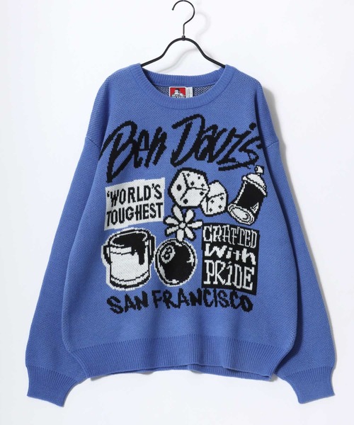 BEN DAVIS(ベンデイビス)の「BEN DAVIS/ベンデイビス SELECTION KNIT TOP/オーバーサイズ ニット ストリート ロゴ セーター/レディース メンズ(ニット/セーター・メンズ・ライトグレー/ブルー/オフホワイト/ブラック・XL/L/M)」の15枚目の写真