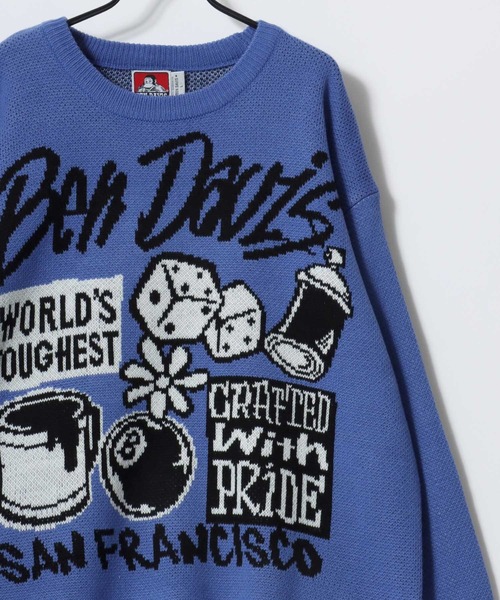 BEN DAVIS(ベンデイビス)の「BEN DAVIS/ベンデイビス SELECTION KNIT TOP/オーバーサイズ ニット ストリート ロゴ セーター/レディース メンズ(ニット/セーター・メンズ・ライトグレー/ブルー/オフホワイト/ブラック・XL/L/M)」の8枚目の写真