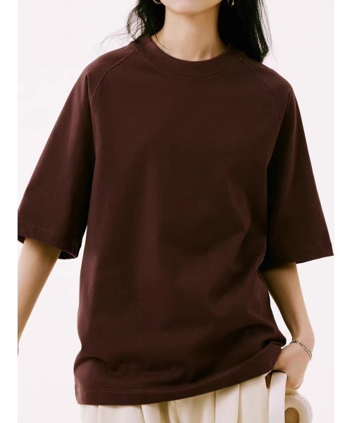 TOBEE(トゥビー)の「【TOBEE】 コットン半袖Tシャツ 無地ルーズフィットラグランスリーブ(Tシャツ/カットソー・メンズ・ベージュ/ダークグレー/ライトグリーン/ホワイト/ブラウン/ダークグリーン/ブラック・SMALL/MEDIUM/LARGE/X-LARGE)」の5枚目の写真