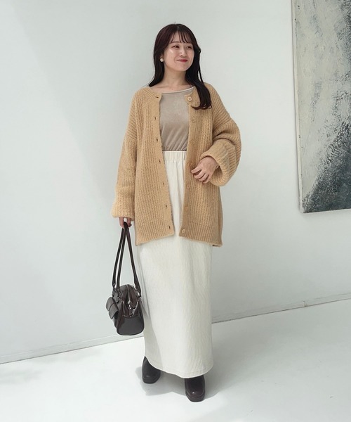 mysty woman（ミスティウーマン）の「【スタッフプロデュース/WEB限定】MiO企画・ニュアンスもふもふカーディガン 149820（カーディガン/ボレロ・レディース・ピンク/ホワイト系その他/ベージュ・FREE）」の19枚目の写真