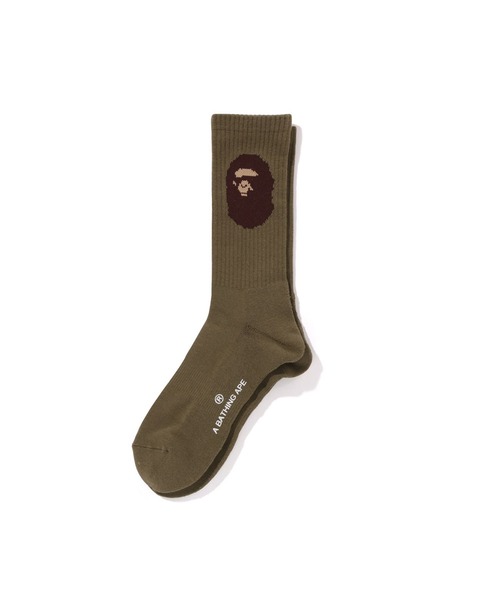 A BATHING APE(アベイシングエイプ)の「APE HEAD SOCKS(ソックス/靴下・メンズ・ベージュ/ホワイト/レッド/ブラック/オリーブ・LARGE/MEDIUM)」の4枚目の写真
