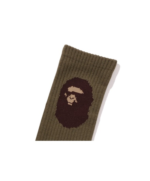 A BATHING APE(アベイシングエイプ)の「APE HEAD SOCKS(ソックス/靴下・メンズ・ベージュ/ホワイト/レッド/ブラック/オリーブ・LARGE/MEDIUM)」の9枚目の写真
