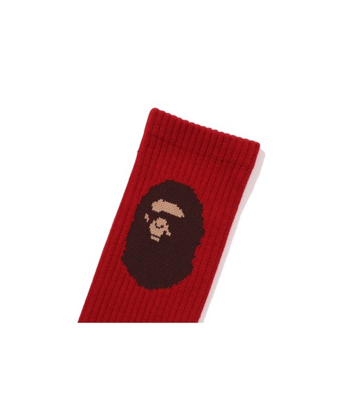 A BATHING APE(アベイシングエイプ)の「APE HEAD SOCKS(ソックス/靴下・メンズ・ベージュ/ホワイト/レッド/ブラック/オリーブ・LARGE/MEDIUM)」の10枚目の写真