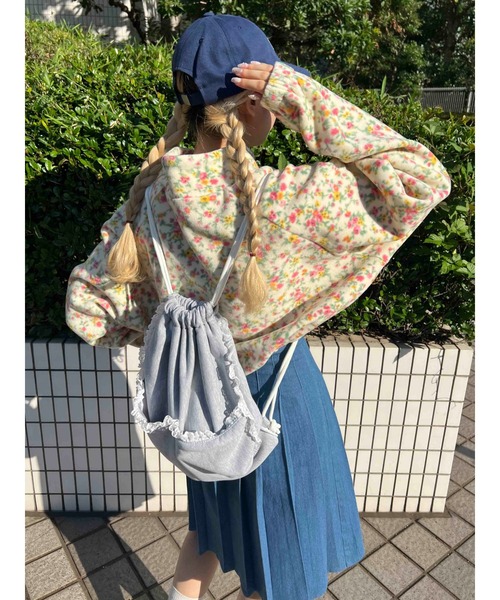 WC（ダブル シー）の「リトルフラワーショートフリースジャケット（ブルゾン・レディース・アイボリー/ピンク・FREE）」の5枚目の写真