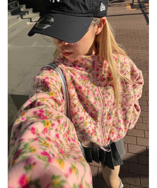 WC（ダブル シー）の「リトルフラワーショートフリースジャケット（ブルゾン・レディース・アイボリー/ピンク・FREE）」の12枚目の写真