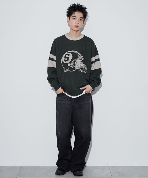 WEGO（ウィゴー）の「WEGO/ジャガードスリーブラインプルオーバー（ニット/セーター・メンズ・ダークグリーン/ブラック・MEDIUM/LARGE）」の15枚目の写真