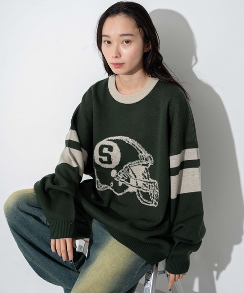 WEGO（ウィゴー）の「WEGO/ジャガードスリーブラインプルオーバー（ニット/セーター・メンズ・ダークグリーン/ブラック・MEDIUM/LARGE）」の12枚目の写真