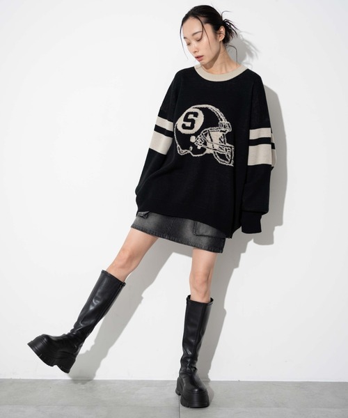 WEGO（ウィゴー）の「WEGO/ジャガードスリーブラインプルオーバー（ニット/セーター・メンズ・ダークグリーン/ブラック・MEDIUM/LARGE）」の9枚目の写真