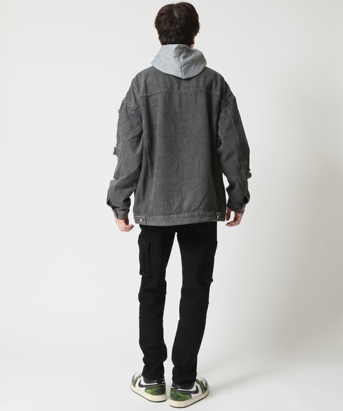 ARCADE（アーケード）の「春服 Gジャン オーバーサイズ クラッシュダメージ加工 デニムジャケット -ARCADE Limited Line-（デニムジャケット・メンズ・ブラック/ブルー・M/L/XL）」の8枚目の写真