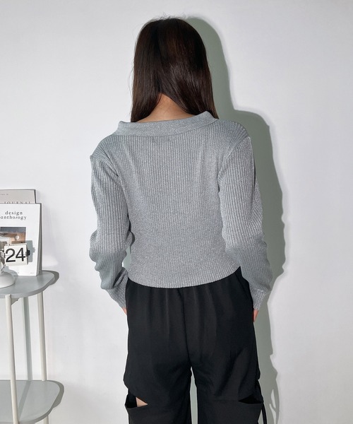 セール】◇ワンポイントロゴ刺繍 ダブルジップカーディガン