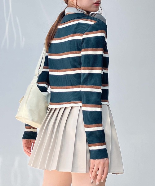 セール】◇ワンポイントロゴ刺繍 ダブルジップカーディガン