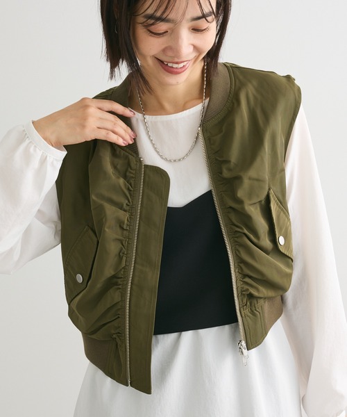 Sugar spoon（シュガースプーン）の「・SUGAR　SPOON　MA-1ベスト（ベスト・レディース・ブラック/カーキ/ボルドー/ブラウン・FREE）」の3枚目の写真