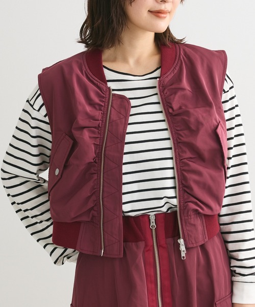 Sugar spoon（シュガースプーン）の「・SUGAR　SPOON　MA-1ベスト（ベスト・レディース・ブラック/カーキ/ボルドー/ブラウン・FREE）」の4枚目の写真