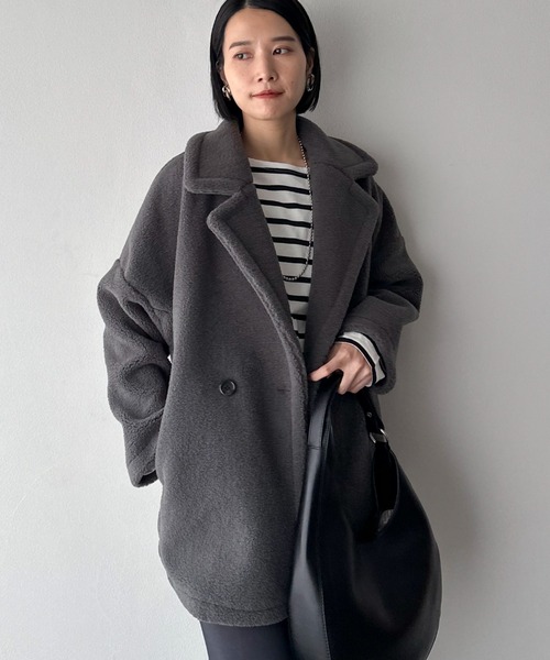Doux archives(ドゥアルシーヴ)の「ミクロボアムートンコート(ムートンコート・レディース・ブラウン/チャコールグレー・38)」の15枚目の写真