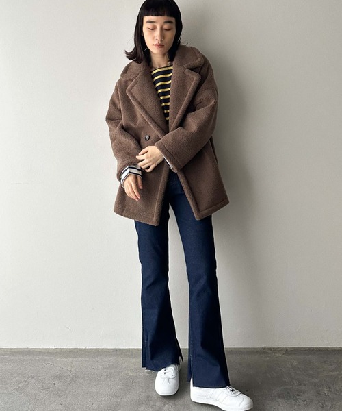 Doux archives(ドゥアルシーヴ)の「ミクロボアムートンコート(ムートンコート・レディース・ブラウン/チャコールグレー・38)」の4枚目の写真