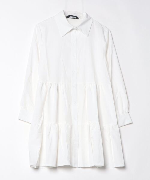 .KOM(ドットコム)の「『.KOM/ドットケーオーエム』シャツワンピース 長袖 【CN】(ワンピース・レディース・ホワイト/ブラック・M)」の8枚目の写真