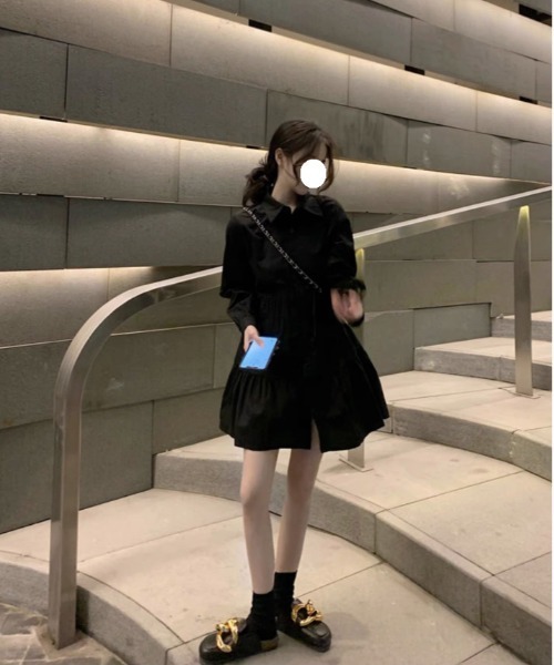 .KOM(ドットコム)の「『.KOM/ドットケーオーエム』シャツワンピース 長袖 【CN】(ワンピース・レディース・ホワイト/ブラック・M)」の7枚目の写真