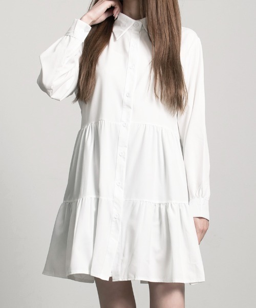 .KOM(ドットコム)の「『.KOM/ドットケーオーエム』シャツワンピース 長袖 【CN】(ワンピース・レディース・ホワイト/ブラック・M)」の11枚目の写真