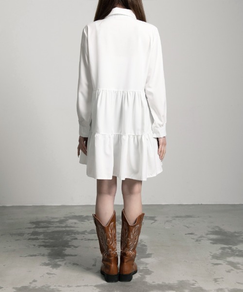 .KOM(ドットコム)の「『.KOM/ドットケーオーエム』シャツワンピース 長袖 【CN】(ワンピース・レディース・ホワイト/ブラック・M)」の12枚目の写真