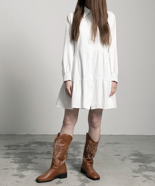 .KOM(ドットコム)の「『.KOM/ドットケーオーエム』シャツワンピース 長袖 【CN】(ワンピース・レディース・ホワイト/ブラック・M)」の14枚目の写真