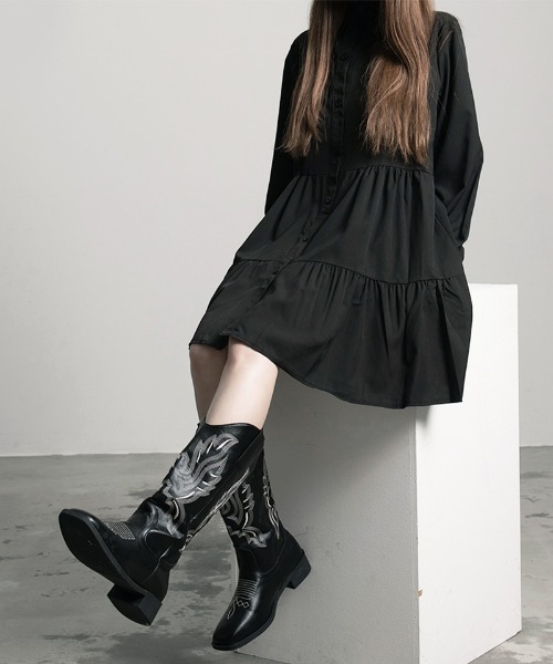 .KOM(ドットコム)の「『.KOM/ドットケーオーエム』シャツワンピース 長袖 【CN】(ワンピース・レディース・ホワイト/ブラック・M)」の16枚目の写真