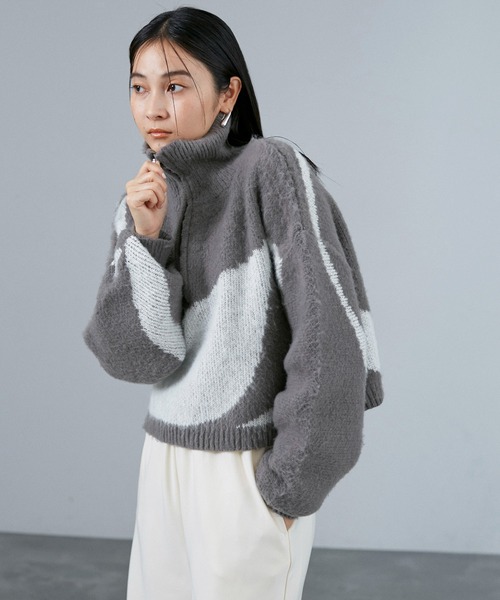 CE'E_SE'E（シーシー）の「ハーフジップジャガード起毛ニット（ニット/セーター・レディース・ブラック/ベージュ/グレー・FREE）」の17枚目の写真