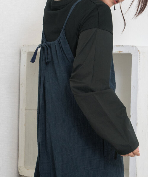 POU DOU DOU（プードゥドゥ）の「バックリボンギャザーワンピース（ワンピース・レディース・ネイビー/ブラック・M）」の9枚目の写真