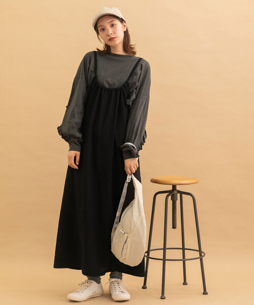 POU DOU DOU（プードゥドゥ）の「バックリボンギャザーワンピース（ワンピース・レディース・ネイビー/ブラック・M）」の10枚目の写真