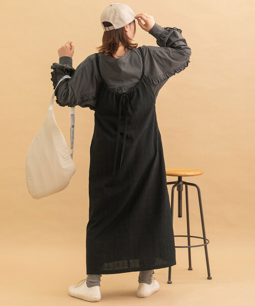 POU DOU DOU（プードゥドゥ）の「バックリボンギャザーワンピース（ワンピース・レディース・ネイビー/ブラック・M）」の13枚目の写真