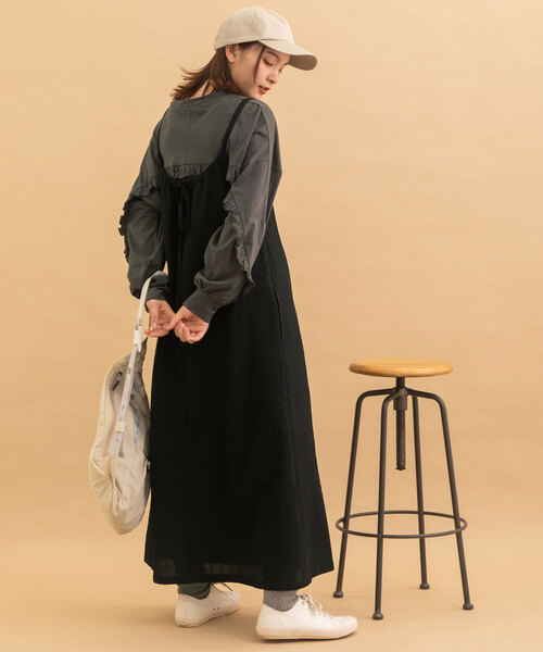 POU DOU DOU（プードゥドゥ）の「バックリボンギャザーワンピース（ワンピース・レディース・ネイビー/ブラック・M）」の14枚目の写真