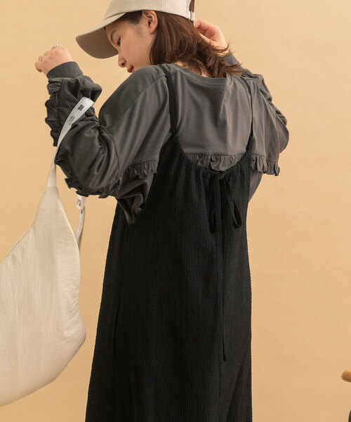 POU DOU DOU（プードゥドゥ）の「バックリボンギャザーワンピース（ワンピース・レディース・ネイビー/ブラック・M）」の15枚目の写真