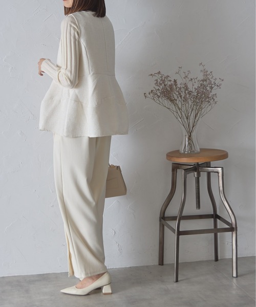 【セール】ゴールド釦ツイードペプラムベスト（ベスト）｜each（イーチ）