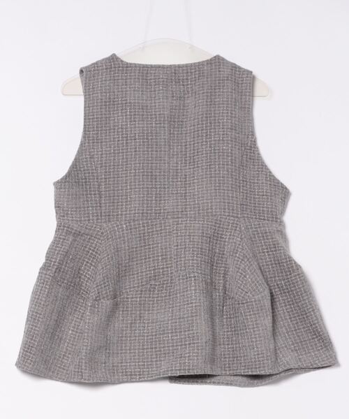 【セール】ゴールド釦ツイードペプラムベスト（ベスト）｜each（イーチ）