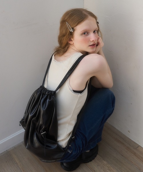 WATERPROOF LEATHER》レザーナップサック black | iichi 日々の