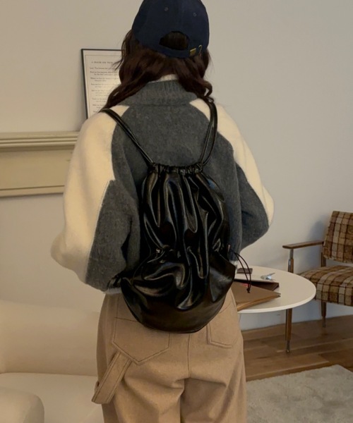 フェイクレザーナップサック / faux leather knapsack（バック