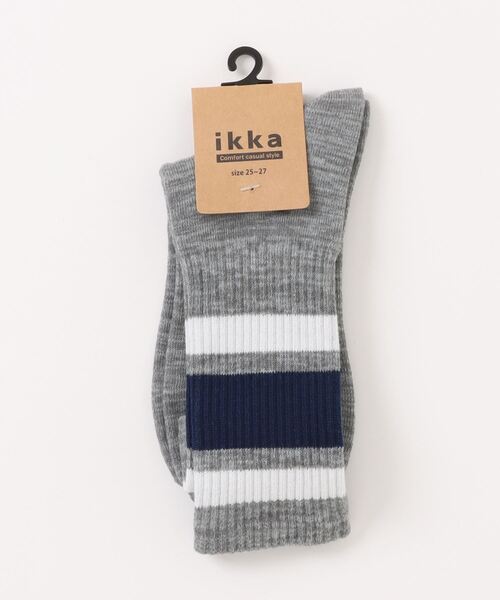 ikka（イッカ）の「3本ラインクルーソックス（ソックス/靴下・メンズ・ホワイト/ネイビー/グレー・FREE）」の2枚目の写真