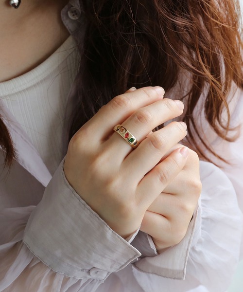 colleca la（コレカラ）の「マルチカラーストーンリング（リング・レディース・シルバー/ゴールド・FREE）」の3枚目の写真