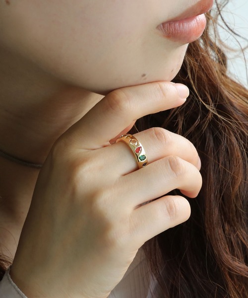 colleca la（コレカラ）の「マルチカラーストーンリング（リング・レディース・シルバー/ゴールド・FREE）」の4枚目の写真