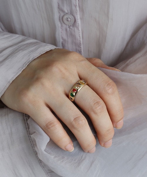 colleca la（コレカラ）の「マルチカラーストーンリング（リング・レディース・シルバー/ゴールド・FREE）」の5枚目の写真