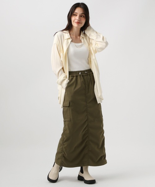 BAYFLOW（ベイフロー）の「[起毛感のある生地]2WAYスタンダード起毛シャツ（シャツ/ブラウス・レディース・ボルドー/チャコール/オフホワイト/グレイッシュベージュ・FREE）」の22枚目の写真