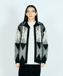 TOWNCRAFT（タウンクラフト）の「TOWNCRAFT / タウンクラフト VINTAGE JACQUARD ZIP CARDIGAN モヘアタッチ シャギーニット クルーネック ジップアップ カーディガン（カーディガン/ボレロ）」