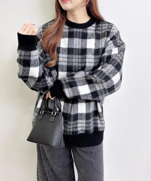 INGNI(イング)の「チェックリブチュニックトップス(その他トップス・レディース・ブラック/ブラウン/ブラック系その他・M)」の3枚目の写真