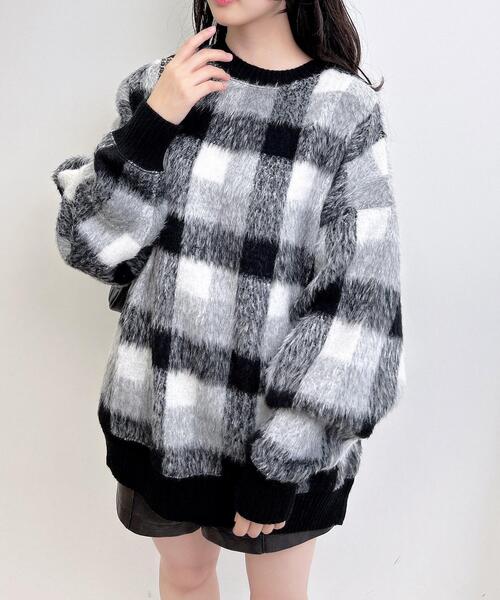 INGNI(イング)の「チェックリブチュニックトップス(その他トップス・レディース・ブラック/ブラウン/ブラック系その他・M)」の2枚目の写真