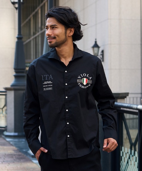 『VIOLA rumore/ヴィオラ ルモーレ』ストレッチタイプライター刺繍長袖シャツ（シャツ/ブラウス）｜VIOLA（ヴィオラ）