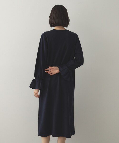 セール】フレアスリーブニットワンピース【洗濯機洗い可】（ワンピース