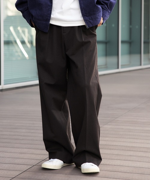 ポリエステルレーヨン 2タック ワイドパンツ（スラックス