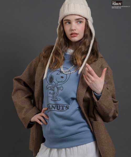 MUHET(ミュエータ)の「【PEANUTS / SNOOPY】ラグランスウェット(スウェット・レディース・杢グレー/ブルー/ブラック/オレンジ・SMALL/MEDIUM/LARGE)」の16枚目の写真