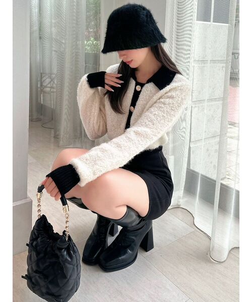 RESEXXY（リゼクシー）の「バイカラーニットトップス（ニット/セーター・レディース・ブラック/ラベンダー/ホワイト・FREE）」の14枚目の写真