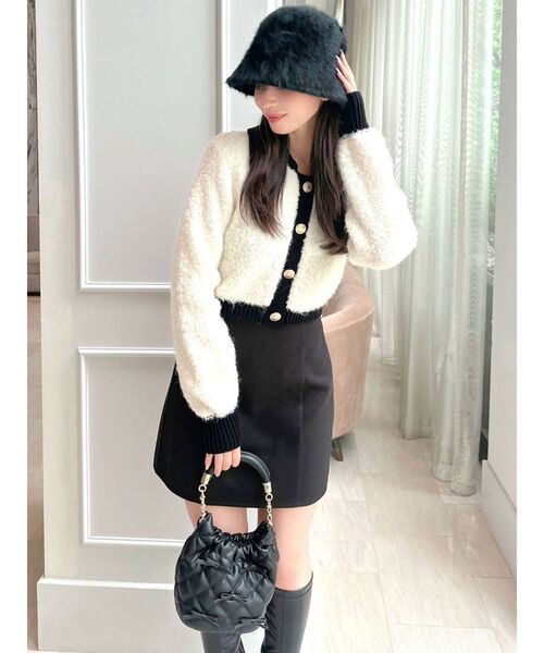 RESEXXY（リゼクシー）の「バイカラーニットトップス（ニット/セーター・レディース・ブラック/ラベンダー/ホワイト・FREE）」の15枚目の写真