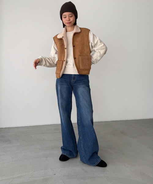 CANAL JEAN（キャナルジーン）の「El mar　フェイクムートンベスト（ベスト・レディース・ブラウン・ONE SIZE）」の5枚目の写真